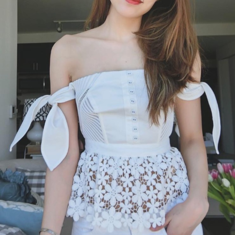 Self-portrait white peplum corset top size 0
